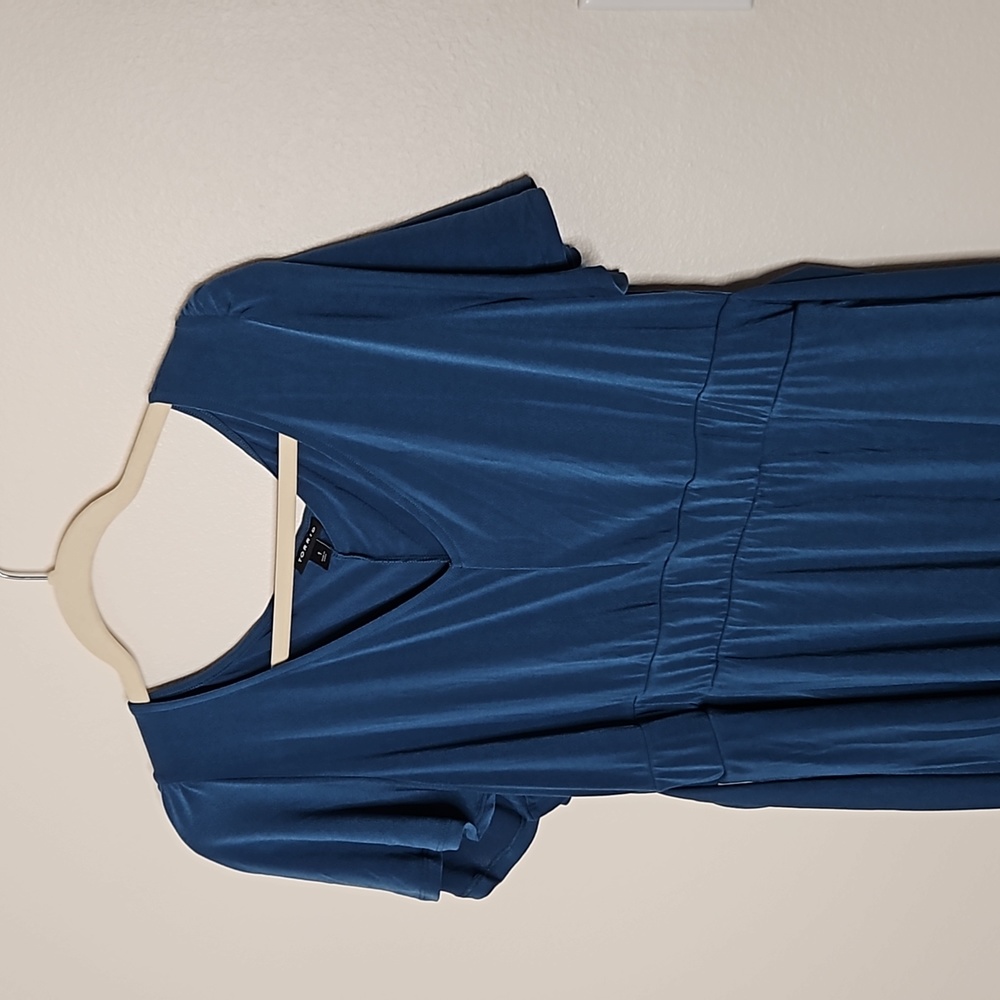 Torrid Midi Crepe Studio Knit Flutter Sleeve Blue… - image 5